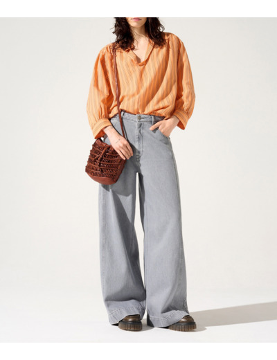 Blouse rayures abricot