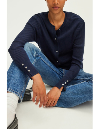 Gilet à côtes et strass - JAZIA