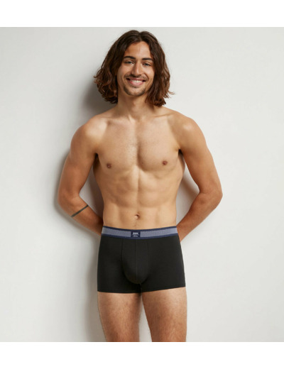 Boxer homme en coton modal à ceinture rayée Noir Dim Smart