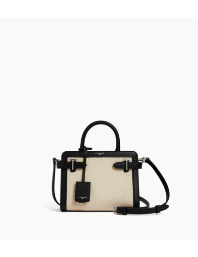 Petit sac à main Emilie en toile coton et cuir lisse