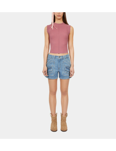 Top Lilas En Maille Ajourée pink wood