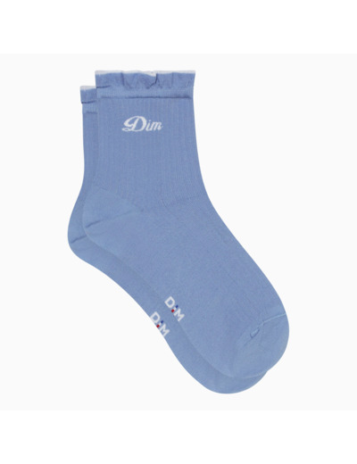 Socquettes femme en coton Bleu Lavande à fronces Madame Dim