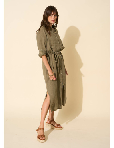 Robe midi chemise en lin