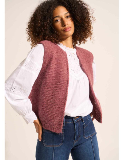 Gilet sans manches en mohair fils métallisés