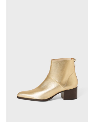 Boots dorées à talon en cuir - AXEL