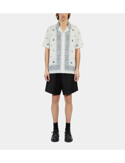 Chemise Imprimée Manches Courtes ecru navy