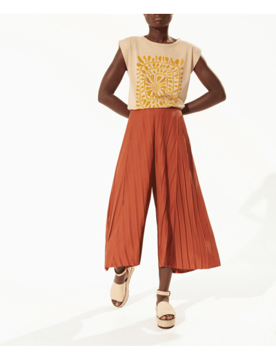 Pantalon large acajou