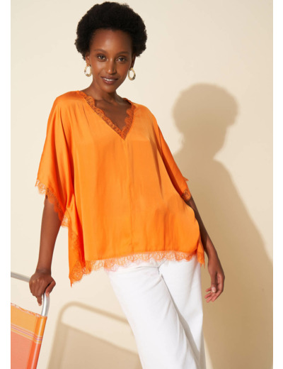 Top oversize détail dentelle