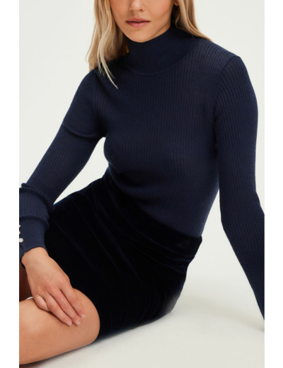 Pull col montant à côtes - JUDIE