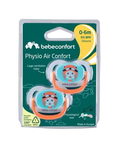 Lot 2 sucettes physio 0/6 mois bleu/orange Bleu