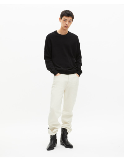 Pull col rond en cachemire noir black