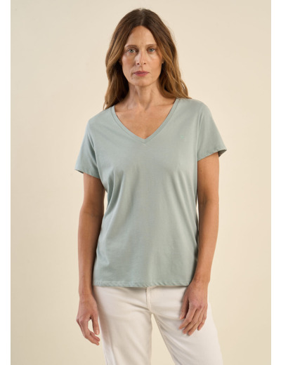 Tee-shirt col V en coton