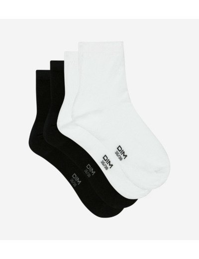 Lot de 2 paires de socquettes en coton blanches et noires
