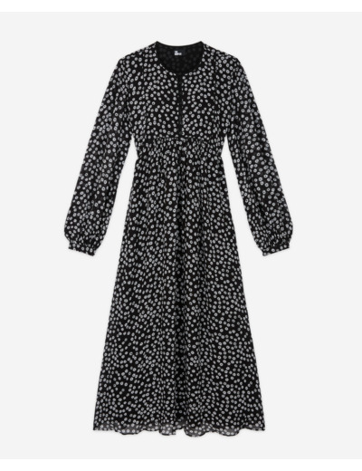 Robe Longue Manches Longues Print Daisy Dots