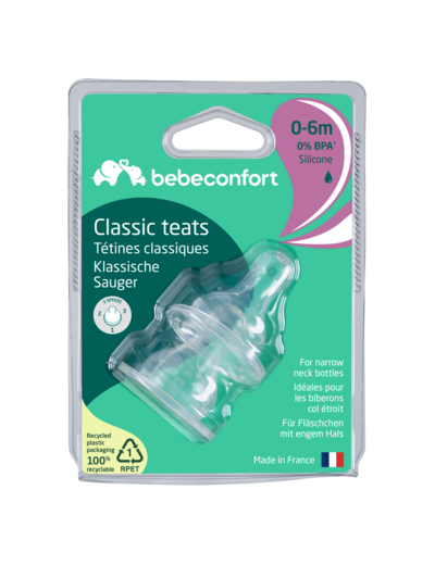 Tétines standard x2 T.1 - 3 vitesses col étroit Transparent