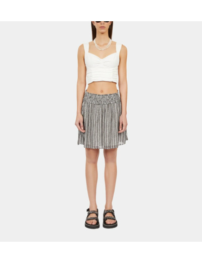Jupe Courte Imprimée Avec Smocks black white