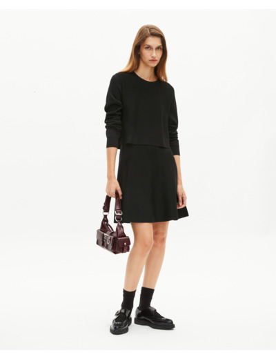 Robe courte trompe l'oeil en maille noire black