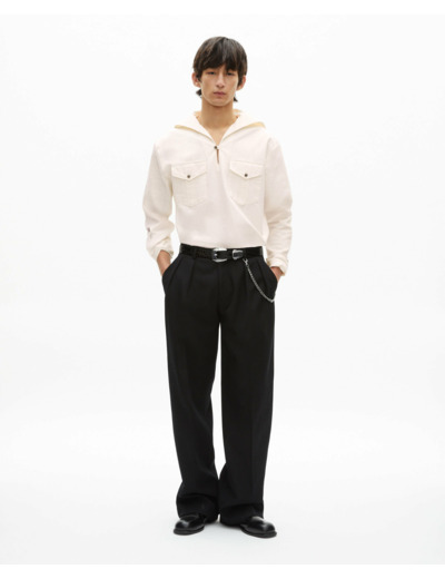 Chemise a col marin et poches ecru