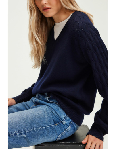 Pull en laine aux manches ajourées - JIOTI