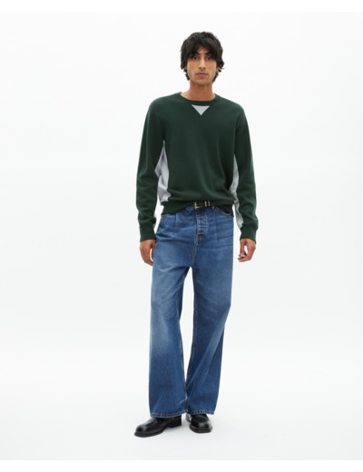 Pull avec contrastes de couleurs vert foncé grey / green
