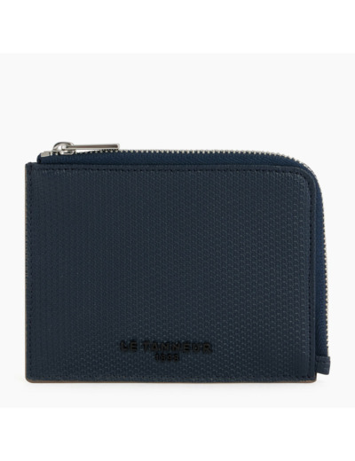Porte cartes moyen zippé Emile en cuir signature T