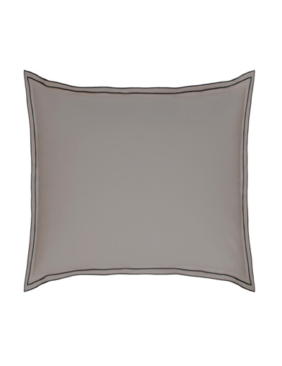 TAIE D'OREILLER | Pure White Percale Lavée - Cocoa - Finition Black