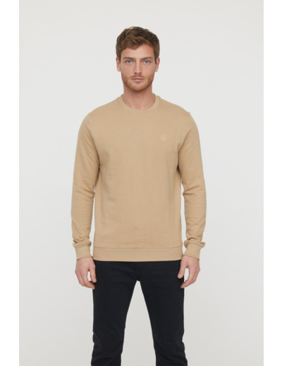 Sweat basique en coton bio gratté et print poitrine