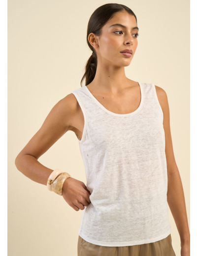 Débardeur en lin à col rond