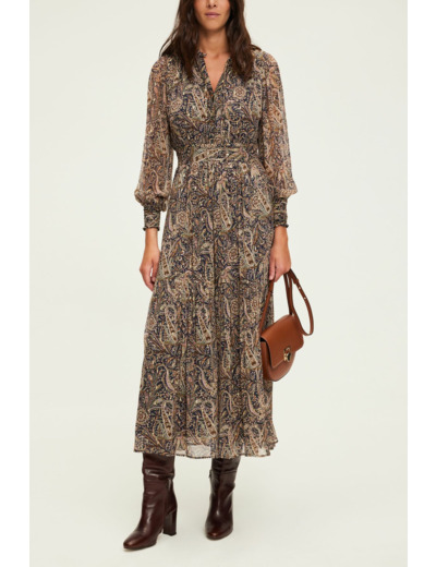 Robe longue imprimée à lurex - SYBILLE