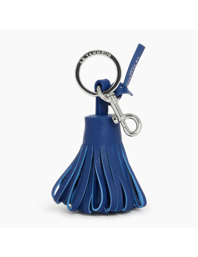 Porte clés pompons en cuir lisse