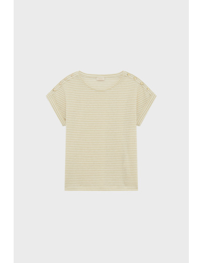 T-shirt rayé à lurex et boutons dorés - GERALDA