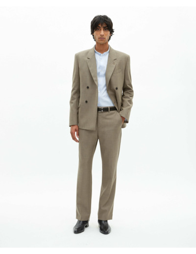 Veste de costume droite large beige melange