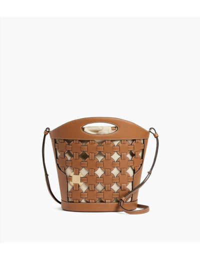 Sac seau Le Potier en toile coton et cuir lisse