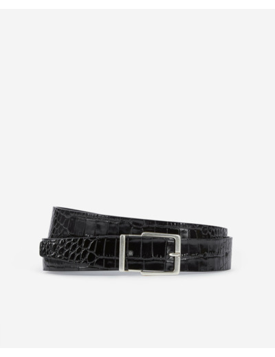 Ceinture En Cuir Effet Crocodile Noir black
