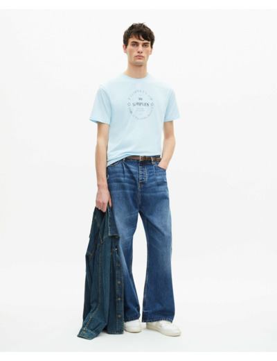 T-shirt manches courtes avec print devant baby blue