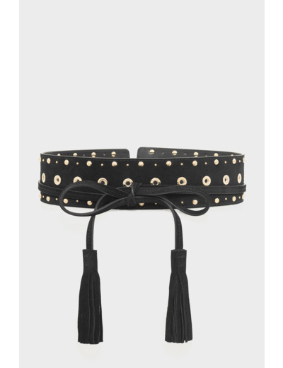 Ceinture corset en cuir velours avec studs et oeillets - ISLA