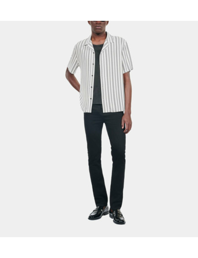 Chemise manches courtes imprimé pied de poule ecru black