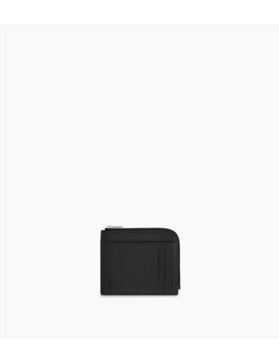 Porte cartes zip en L Maurice en toile enduite et cuir lisse