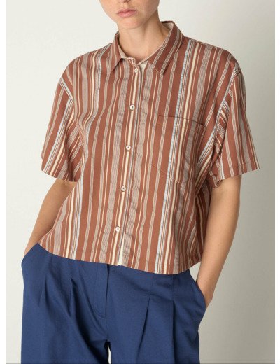 Chemise hilda rayures marron