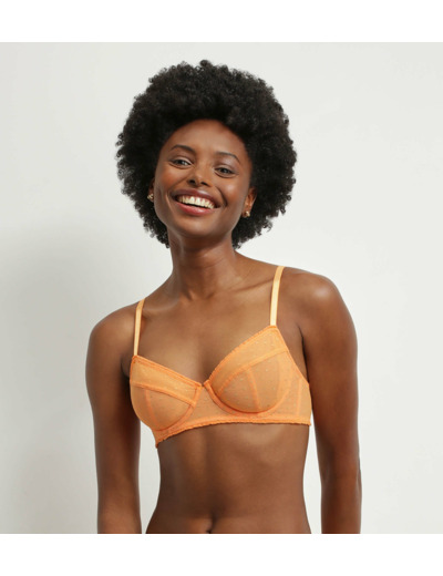 Soutien-gorge à armatures en tulle orange et pois lurex Shiny Mesh