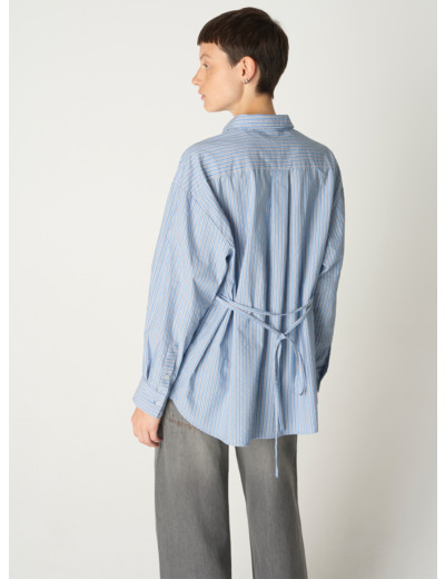 Chemise eza ecru rayures bleu