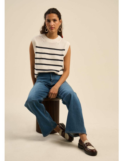 Pull à rayures sans manches