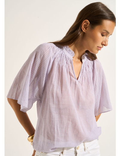 Top fluide à fines rayures