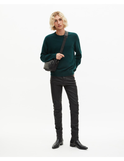 Pull col rond en cachemire vert foncé bottle green