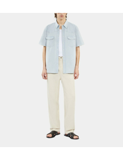 Chemise Manches Courtes En Denim light blue