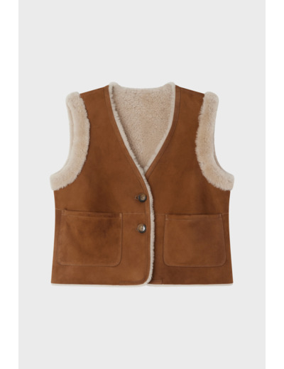 Veste sans manche en peau lainée - LOLY