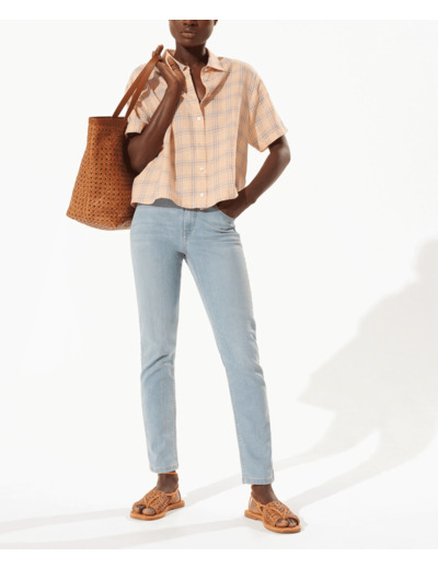Chemise carreaux peche