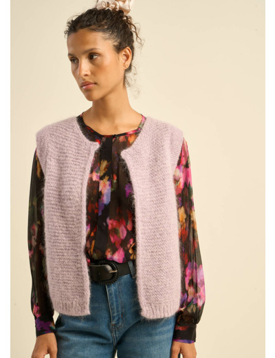 Gilet court sans manches en mohair