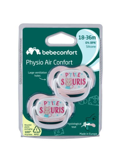 Lot de 2 sucettes physio petite souris rose 18/36mois Rose