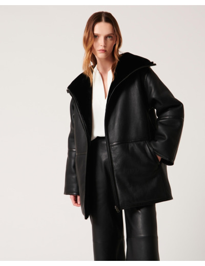 Manteau Maya Noir en cuir